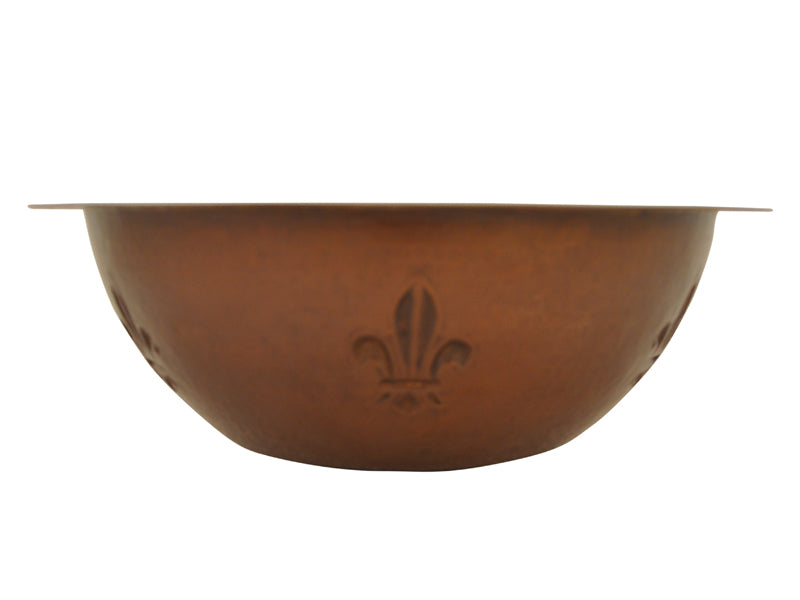 Lavabo Redondo en Cobre con Diseño Flor de Lis Mi tienda