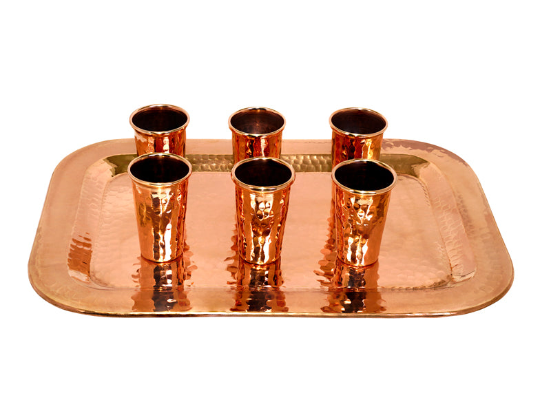 Juego de Tequileros con Charola Rectangular en Cobre Mi tienda