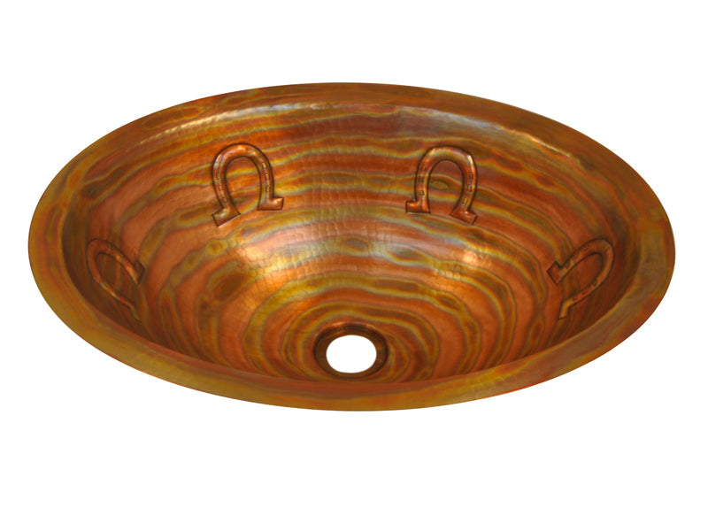 Lavabo Ovalado en Cobre con Diseño Herraduras Cobre Santa Clara