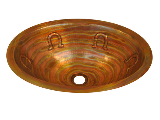 Lavabo Ovalado en Cobre con Diseño Herraduras Cobre Santa Clara