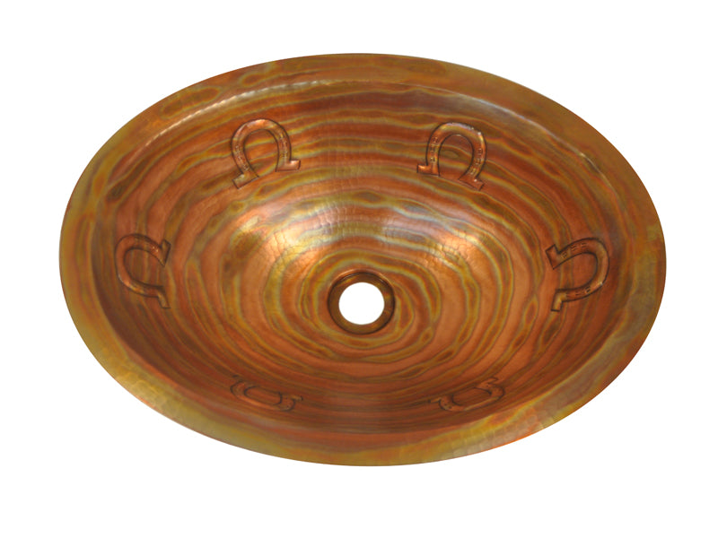Lavabo Ovalado en Cobre con Diseño Herraduras Cobre Santa Clara