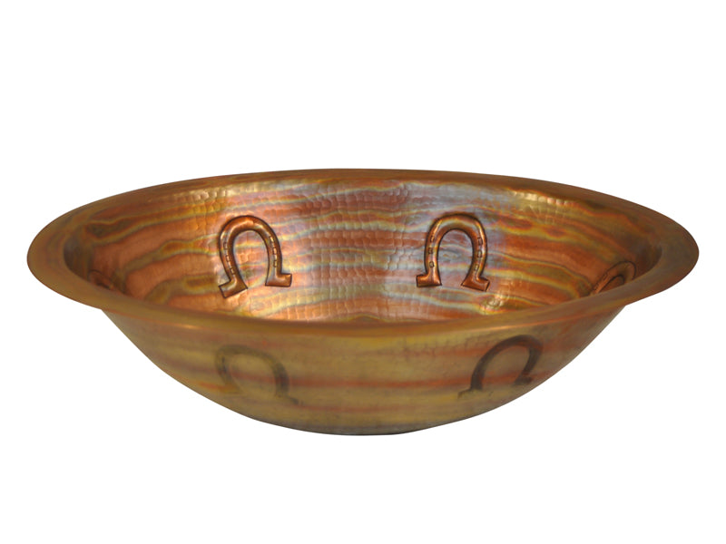 Lavabo Ovalado en Cobre con Diseño Herraduras Cobre Santa Clara