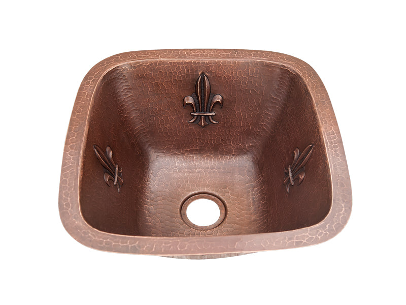 Tarja Cuadrada para Barra en Cobre con Diseño Flor de Lis Cobre Santa Clara
