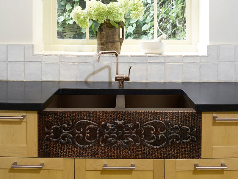 Tarja de Cocina Farmhouse 50/50 en Cobre con Diseño Cobre Santa Clara