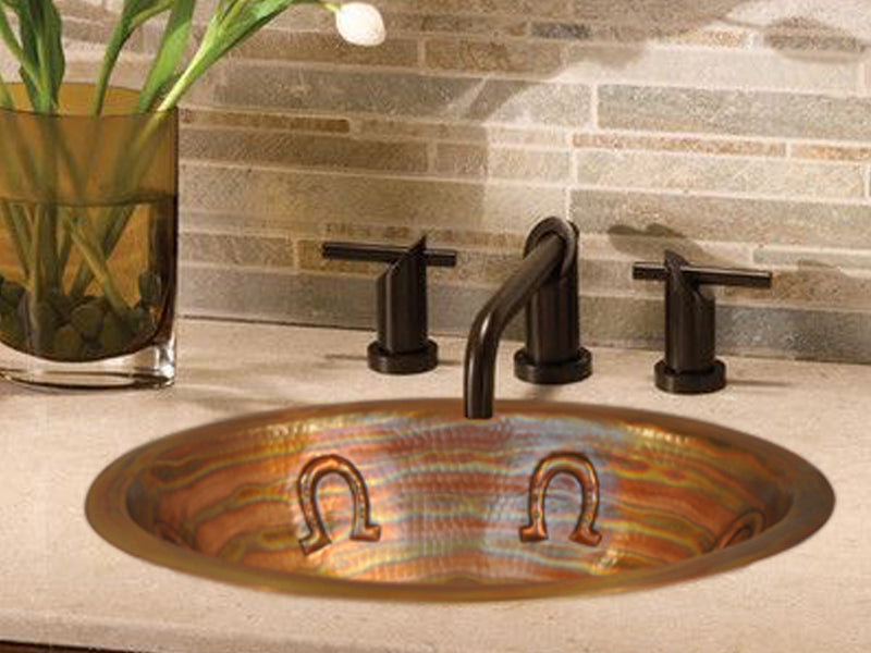 Lavabo Ovalado en Cobre con Diseño Herraduras Cobre Santa Clara