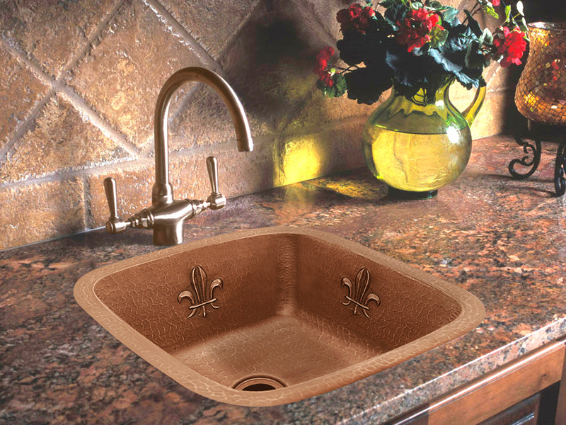 Tarja Cuadrada para Barra en Cobre con Diseño Flor de Lis Cobre Santa Clara